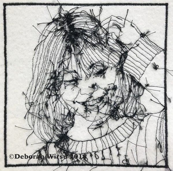 Three Faces of One | thread sketching | thread painting | Deborah Wirsu | ThreadSketchingInAction.com