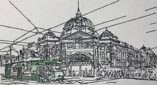 Thread Sketching in Action No 90-Hometown | Deborah Wirsu | Thread SketchingInAction.com