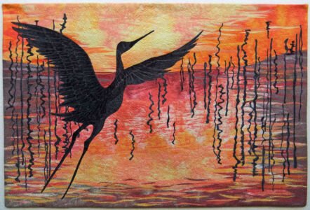 Silent Soliloquy -Deborah Wirsu - Art Quilt - Thread Sketching in Action